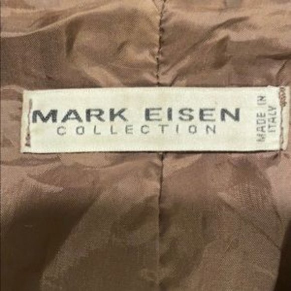 Rare vintage Mark Eisen collection brown leather coat with light tan piping - Picture 8 of 9